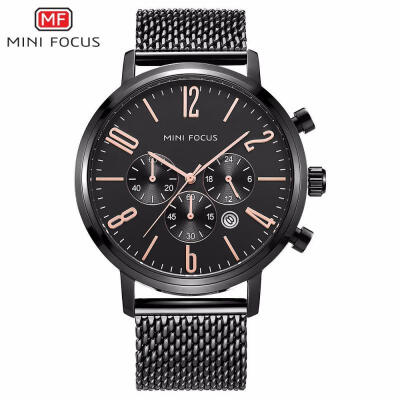 

MINI FOCUS MF0183G Mens 46mm Waterproof Quartz Watch With Metallic Watchband