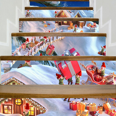 

Tailored Christmas 3D Simulation stair stickers Waterproof Wall Stickers DIY Home Decor
