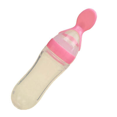 

Newborn Baby Squeezing Feeding Bottle Spoon Infant Cereal Food Feeder