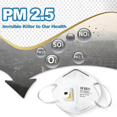 

3M 9501v Particulate Respirator KN95 Masks with Breathing Valve Aganist PM25 Pollen Dust 25 Pcs Individual Packing