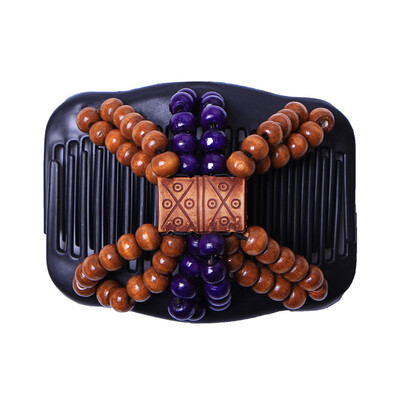

〖Follure〗Women Magic Acrylic Vintage Hair Comb Double Clips Wooden Hair Slide