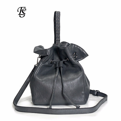 

ESHUNFA Bucket Bag 2019 New Fashion Lady Handbag Drawstring Drawstring Shoulder Messenger Bag ES8216 4326