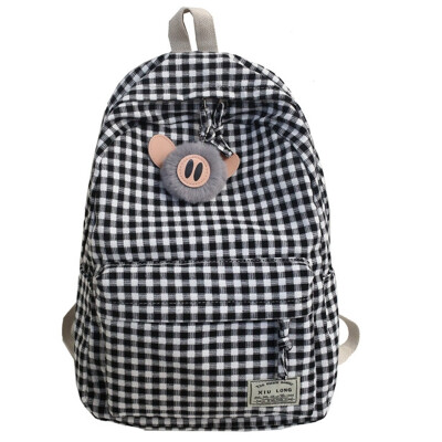 

Schoolbag female ins wind Korean college students backpack junior&senior high school Mori ancient feeling girl plaid canvas ba