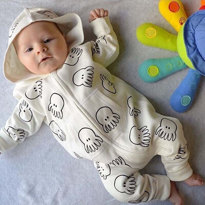 

Toddler Baby Girl Boy Cartoon Print Long Sleeve Hooded Jumpsuit Romper Outfits