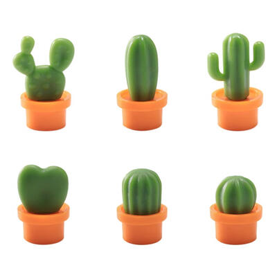 

6pcs Mini Cartoon Cactus Magnet Fridge Sticker Magnetic Plant Potted Decor