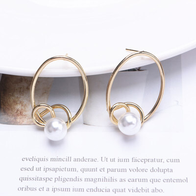 

EK350 Vintage Geometric Metal Earrings for Women Glossy Hollow Cross Knot Pearl Earrings Punk Jewelry Modern Art