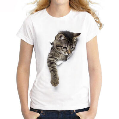 

Cute Print Short Sleeve O-Neck T-shirt Women Streetwear Casual Soft Tops