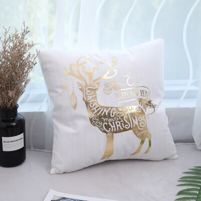 

Tailored Merry Christmas Gold Foil Printing Pillow Case Sofa Waist Throw Cushion Cover