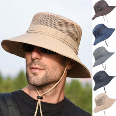 

Mens Cool Outdoor Fishing Hiking Outback Safari Vented Sun Hat Cap Wide Brim