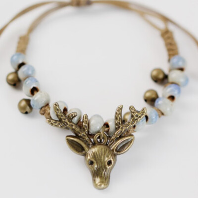 

2pcs\set Deer Head Bracelet Handmade Special Bracelet National Wind Fashion Vintage Ceramic Jewelry