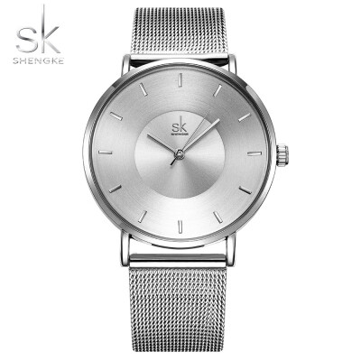 

Shengke Simple Women Watches Fashion Ladies Wristwatch Ultra thin Quartz Watch Woman Sliver Ladies Watch Relogio Feminino 2019