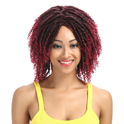 

Noble Hair bouncy Curly Short Wigs For Black Women 12 Inch Mixed Color Synthetic Wig Adjustable Free Shipping