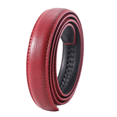 

Large red belt ladies automatic buckle belt body without stitching two-layer leather belt strip headless belt body