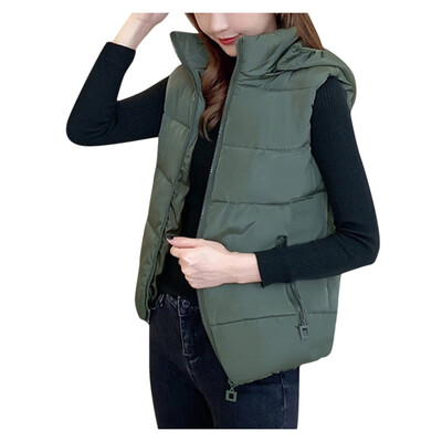 

Toponeto 5 Colors Fashion Women Warm Solid Hooded Vest Cotton Short Jacket Coat Vest