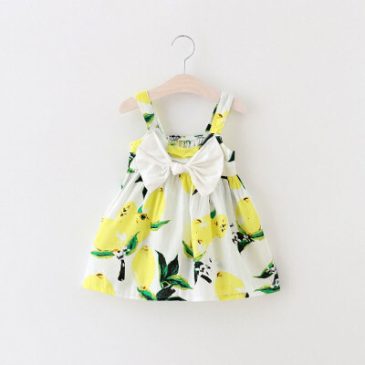 

Cute Toddler Baby Girls Summer Lemon Floral Casual Party Dress Sundress 0-4T