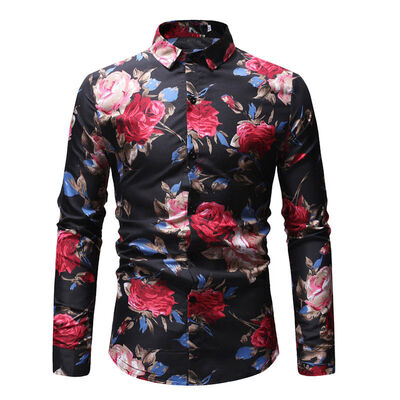 

Fashion Mens Luxury Floral Stylish Slim Fit Long Sleeve Casual Dress Shirt Tops