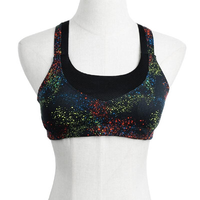 

Fashion Women Sports Bra Print Seamless Wireless Padded Stretch Breathable Yoga Gym Vest BlackPurple