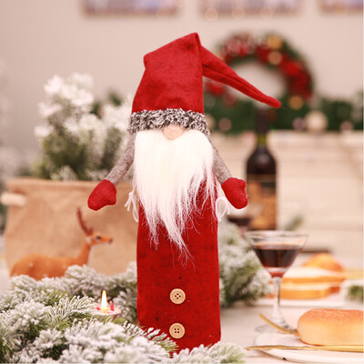 

Toponeto Faceless Dolls Wine Bottles Set Embroidery Old Mans Toys Christmas Decors