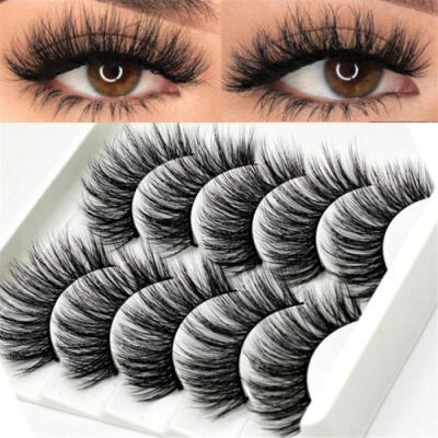 

Cheap Natural 5 Pairs 100 Real Mink Hair Thick False Eyelashes Strip Lashes