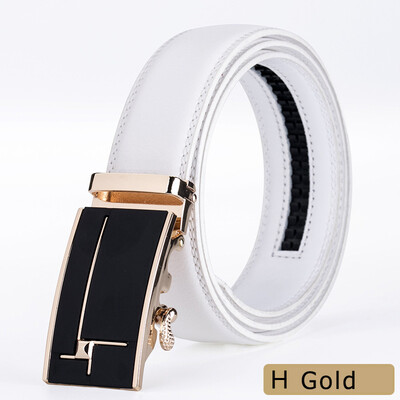 

new alloy automatic buckle belts for men white male real genuine leather belt for business cinturones para hombre cuero 2019
