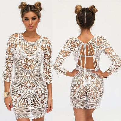 

Women Lace Beach Dress Bikini Cover Up Summer Bathing Suit Crochet Swimwear