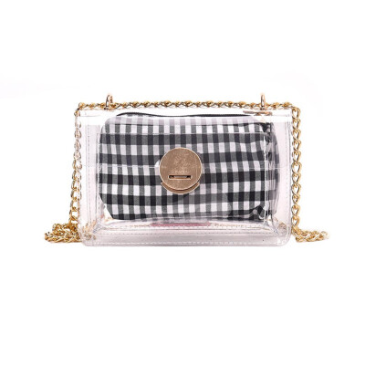 

Tailored Summer Woman Bag 2019 New Transparent Shoulder Jelly Bag Chain 2PC Messenger bag