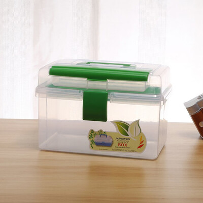 

Gobestart Portable square art box cosmetic kit plastic double storage consolidation box
