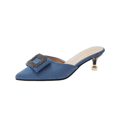 

Baotou half slippers women wear 2019 summer new Joker net red sandals women thin heel pointed high heels children