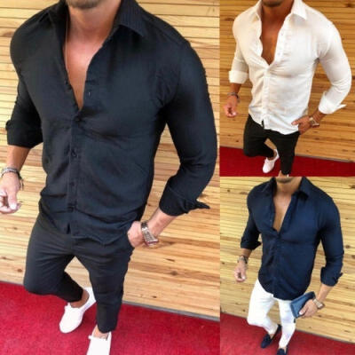 

Men&39s Cotton Button Down Shirts Slim Fit Long Sleeve Casual Dress T-shirts Tops