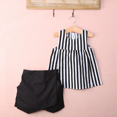 

Toddler Kids Girls Summer Clothes Striped Tops Shirt Shorts Pants Outfits 2Pcs Set
