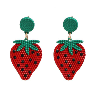 

2019 Ethnic Summer Korean Fruit Statement Dangle Earrings Girl Cute Avocado Starwberry Watermelon Drop Earrings For Women