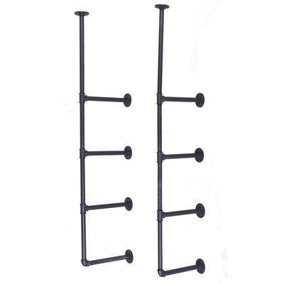 

Gobestart Industrial Retro Wall-mounted Iron Pipe Rack Diy Storage Shelf 2Pcs