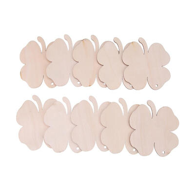 

10pcs Four-leaf Clovers Wood Ornament DIY Craft Home Party Hanging Decor