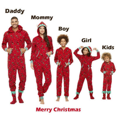 

Moose Christmas Family Pajamas Set Xmas Adult Women Kids Sleepwear Nightwear Red
