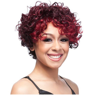 

〖Follure〗Fashion Women Wine Red Short Curly Synthetic Wigs Full Natural Wig Wavy Wig