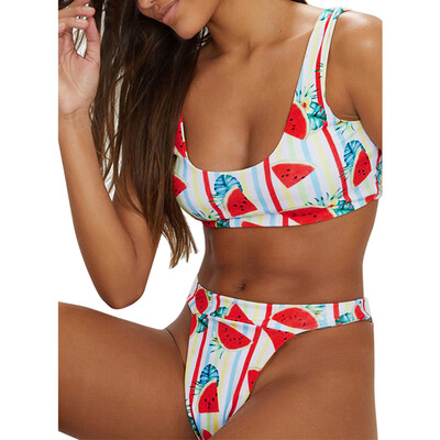 

Saidsome Women Bandage Bikini Set Push-Up Brazilian Print Swimwear Beachwear Swimsuit