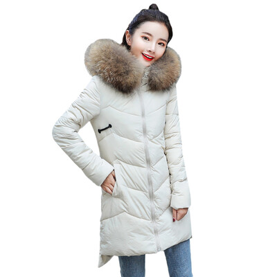 

Toponeto Women Outerwear Fur Hooded Coat Long Cotton-padded Zipper Jackets Pocket Coats