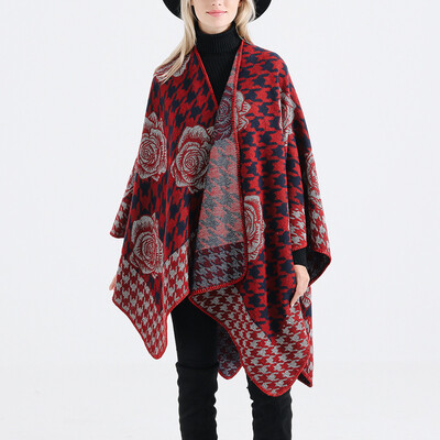 

Toponeto Fashion Women Blanket Flower Design Coat Wrap Cozy Shawl
