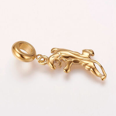 

304 Stainless Steel European Dangle Beads Large Hole Pendants Tiger Antique Golden 34mm Hole 5mm Pendant 24x10x25mm