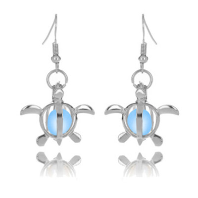 

Cute Hollow Blue GreenLight Blue Luminous Opal Sea Turtle Earring