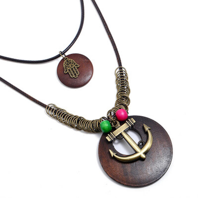 

Retro leather rope necklace male leather cord anchor necklace male jewelry accessories vintage long fine jewelry copper pendant