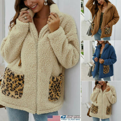 

US Ladies Casual Warm Wool Coat Ladies Zipper Jacket Winter Parka Outerwear Top