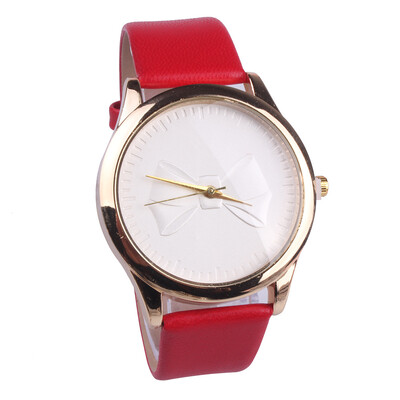 

Belt ladies casual PU watch simple scale bow dial