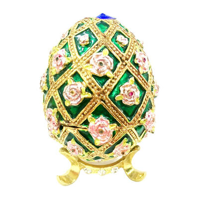 

Rhinestones Easter Egg Jewelry Box Trinket Metal Crafts Gift Storage Box