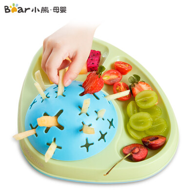 

Bear Bear Child Food Plate Plate Baby Dispensing Plate Sucker Bowl Food supplement Bowl Drop-proof Cute Baby Eating Tableware Campanulaceae Blue MW-C0022