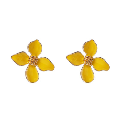 

2019 New Korean Fashion Charm yellow white Flower Earrings For Girls Women Elegant Party Statement Brincos Bijoux Gift