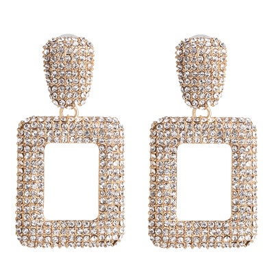

2019 Fashion vintage za Full Crystal Drop Earrings Women Geometric Statement Rhinestone Earrings Wedding Party Jewelry