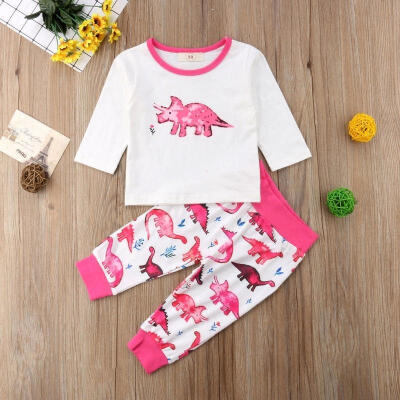 

Newborn Toddler Baby Girl Cartoon Dinosaur Tops Pants Legging Outfit Clothes