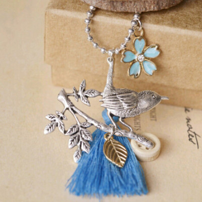 

New Arrival DIY High-quality Handmade Jewelry Fresh Bird Branches Flower Sweater Chain Pendant Necklace