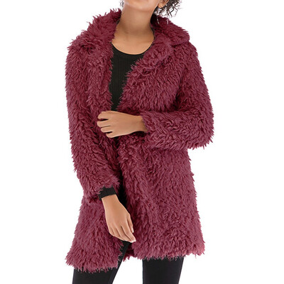 

Tailored Fashion Women Casual Loose Long Sleeve Solid Color Plush Tops Coat
